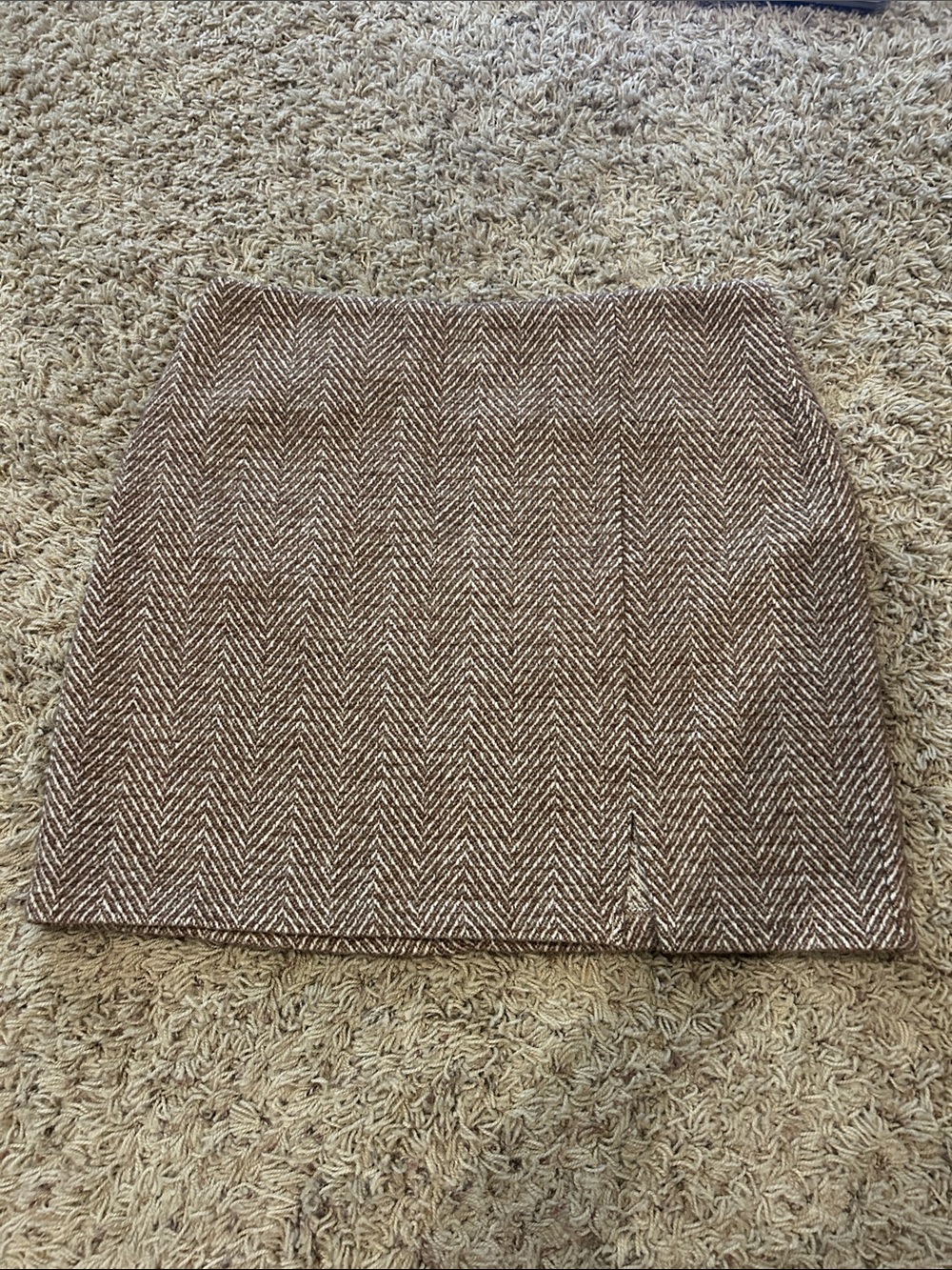 Brown Herringbone Mini Skirt - Classic Textured Style